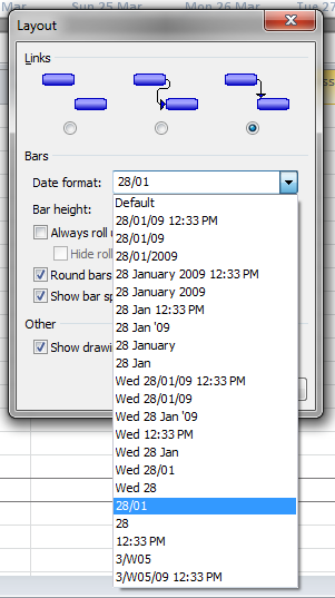 Layout dialog - Bar Date Format