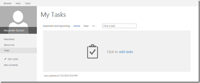 My Tasks in My Site