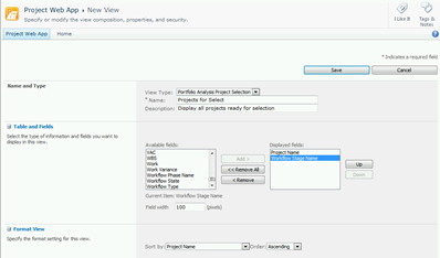 Configure the Project for Select view