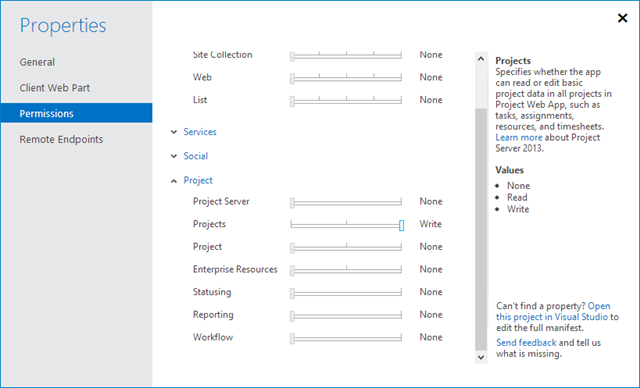 Setting Properties of the app