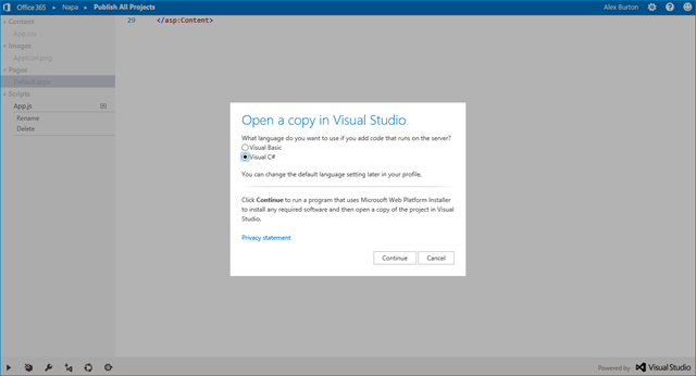 Napa : Export Project to Visual Studio