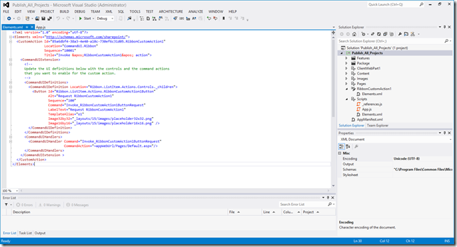 Visual Studio Generated Element.xml