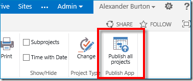 Publish all projects on Ribbon