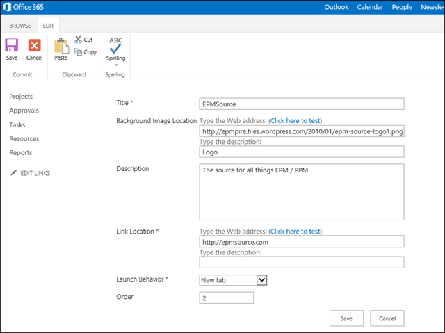 EPMSource settings