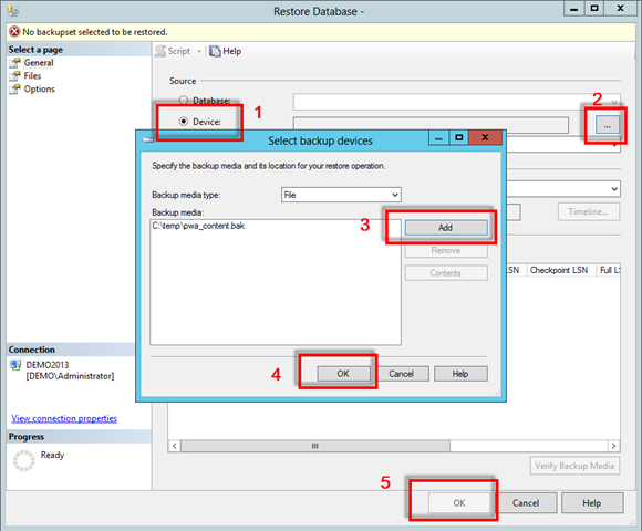 Restore Database - Devices