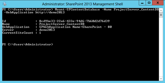 Mount-SPContentDatabase Output