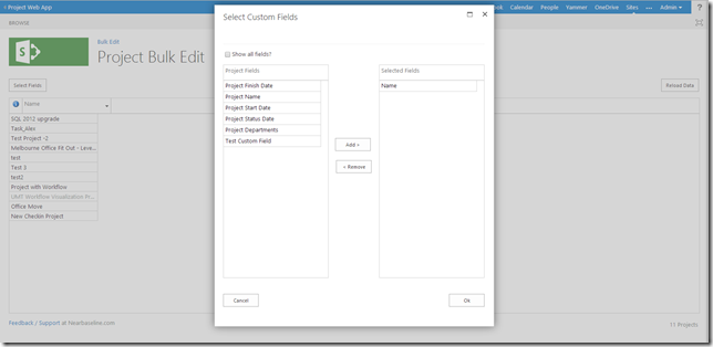 Bulk Edit - Select the custom fields to edit