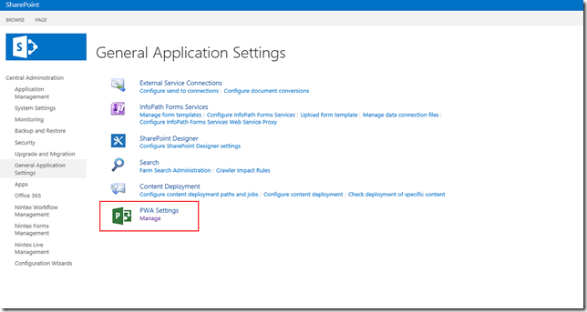 Manage PWA Settings